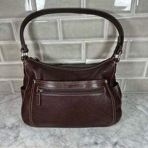 St John's Bay Genuine Leather Purse Chocolate Brown shoulder bag, many pockets